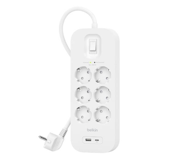 BELKIN SurgePlus 6x Schuko 1xUSB-A 1xUSB-C 650J 2m SRB002vf2M - 1170792 - zdjęcie 2